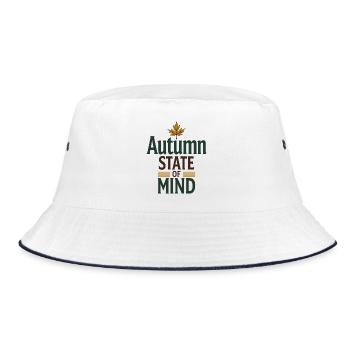 Autumn State of Mind - Herbst Spruch - Bucket Hat - Weiß/Navy - Vorne