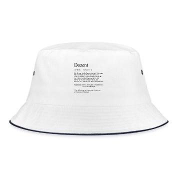 Unispruch "Dozent" Student Geschenk, Studenten - Bucket Hat - Weiß/Navy - Vorne