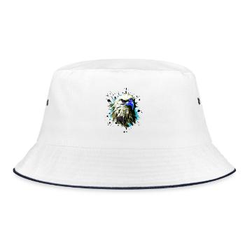 Adler Kopf Tier - Bucket Hat - Weiß/Navy - Vorne