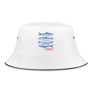 Sardinen - Bucket Hat - Weiß/Navy - Vorne