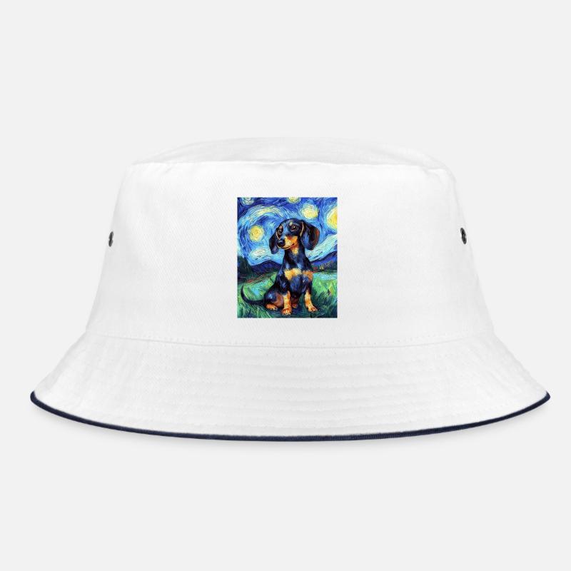 Dackel Hund Van Gogh Style Starry  Bucket Hat