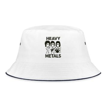 Schwermetaller Banddesign mit Elementen - Bucket Hat - Weiß/Navy - Vorne