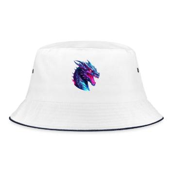 Neon Dragon Head Artwork - Bucket Hat - white/navy - Front