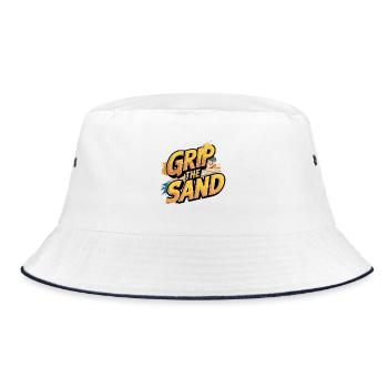 Grip The Sand Beachvolleyball Motiv - Bucket Hat - Weiß/Navy - Vorne