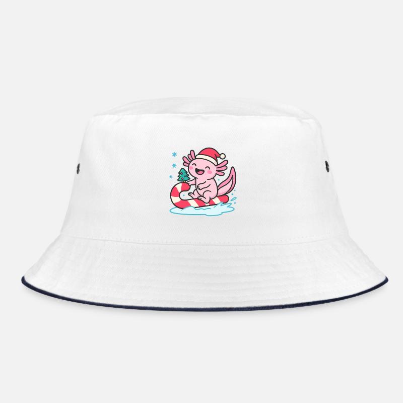 Axolotl with candy cane Christmas Bucket Hat