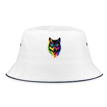 Wolf Love Wolves Wolf Pack Wolfhound Wild Wolf - Bucket Hat - white/navy - Front