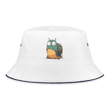 Schläfrige Schnecke Karikatur - Bucket Hat - Weiß/Navy - Vorne