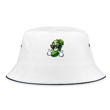 Cool Cucumber Cartoon Sunglasses Summer Fun - Bucket Hat - white/navy - Front