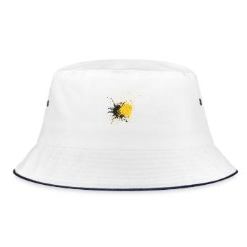 Abstract Goldsplatters Print - Bucket Hat - white/navy - Front