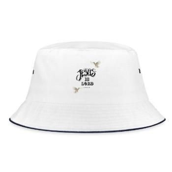 Jesus is Lord – Romans 10:9 – Christian Design - Bucket Hat - white/navy - Front