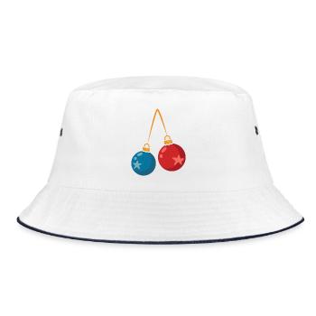 Bunte Weihnachtskugeln Deko Design - Bucket Hat - Weiß/Navy - Vorne