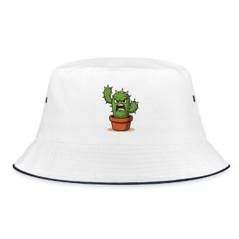 Wütender Kaktus im Topf - Bucket Hat - Weiß/Navy - Vorne