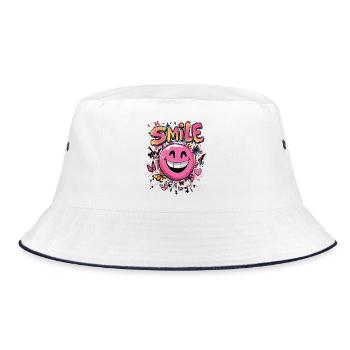 Smile crazy Graffity art style pink - Bucket Hat - white/navy - Front