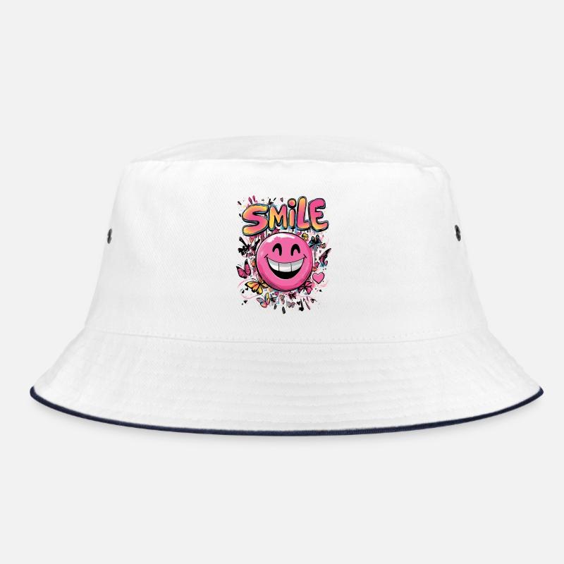 Smile crazy Graffity art style pink - Bucket Hat - Weiß/Navy