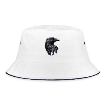 Rabe Krähe Vogel Rabenkrähe Dohle Schwarze Raben - Bucket Hat - Weiß/Navy - Vorne