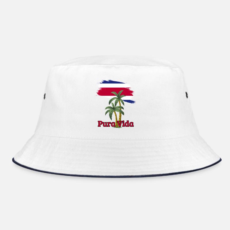 Tropical Palm Trees with Pura Vida Phrase Bucket Hat