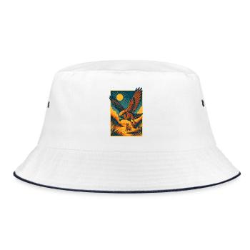 Majestic Hawk Hunting Bunny  - Bucket Hat - white/navy - Front