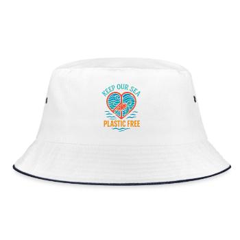 Keep our ocean plastic-free - Bucket Hat - white/navy - Front