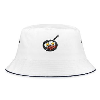 Cuisine Breakfast Scene - Bucket Hat - white/navy - Front