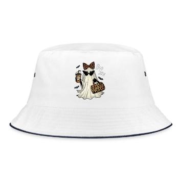 Leopardenghost Mode Boo Jee Halloweenparty - Bucket Hat - Weiß/Navy - Vorne