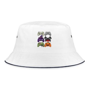 Halloween Gaming Controllers — Spooky Gamer Vibes - Bucket Hat - white/navy - Front