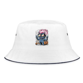 Cat punk Halloween with sunglasses - Bucket Hat - white/navy - Front