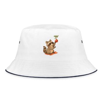 Christmas raccoon with Christmas bauble - Bucket Hat - white/navy - Front