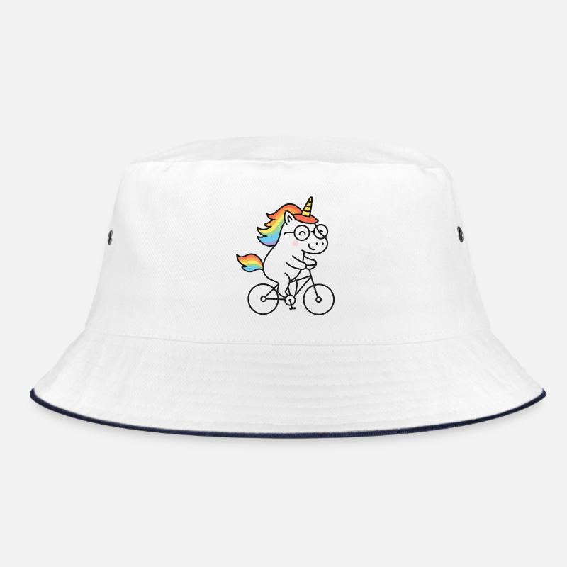 Rainbow Unicorn on Bicycle Bucket Hat