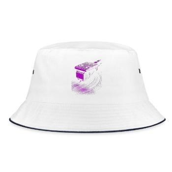 Purple Turntable Groove Bold purple turntable  - Bucket Hat - white/navy - Front