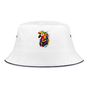 Parrot Macaw Parakeet Cockatoo Lover Parrots - Bucket Hat - white/navy - Front