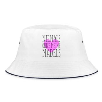 Meine Mädels Herz in Pink - Bucket Hat - Weiß/Navy - Vorne