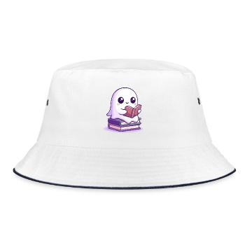Halloween Reading Cartoon Book - Bucket Hat - white/navy - Front