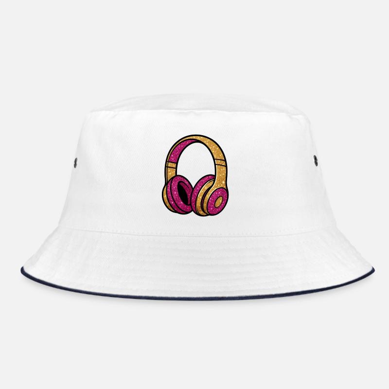 Glitzer Kopfhörer Gold Pink Bucket Hat