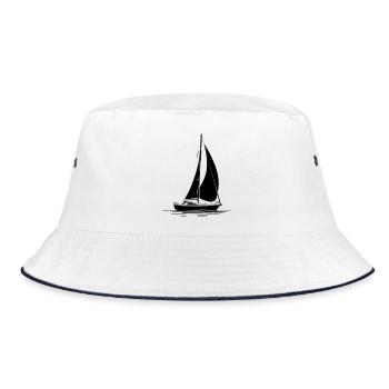 Sailboat Silhouette - Bucket Hat - Weiß/Navy - Vorne