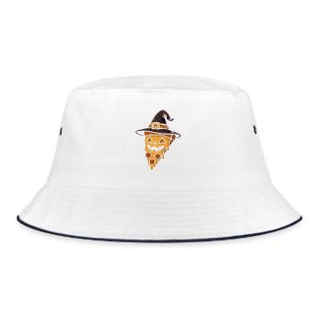 Kürbispizza mit Hexenhut - Bucket Hat - Weiß/Navy - Vorne