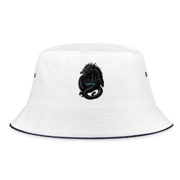Tokyo Dragon Neon Design - Bucket Hat - white/navy - Front