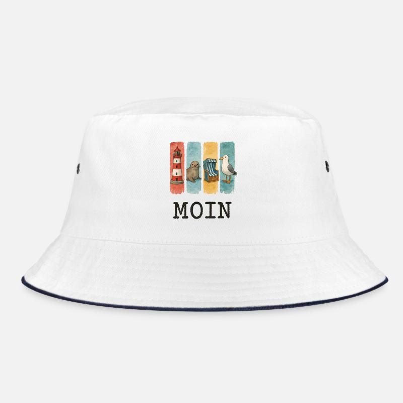 Moin Leuchtturm Robbe Strandkorb Möwe Küste Bucket Hat