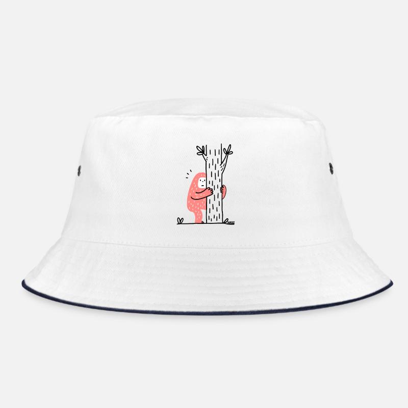 Funny Bigfoot hugging a tree - Bucket Hat - white/navy