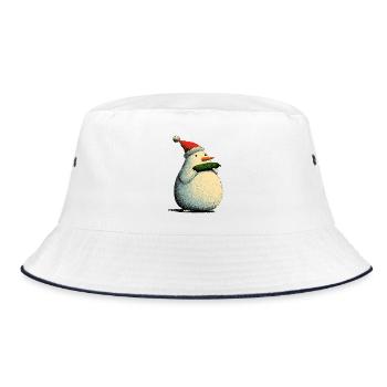 Christmas Snowman with Cucumber - Bucket Hat - Weiß/Navy - Vorne