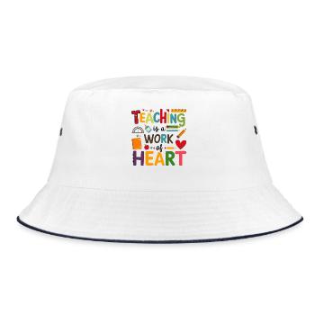 Teaching is a Work of Heart - Bucket Hat - white/navy - Front