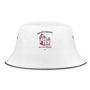 Advent, Advent, der Papa pennt - Bucket Hat - Weiß/Navy - Vorne