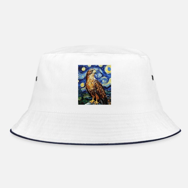 Falke Hawk Van Gogh Style Starry Night Bucket Hat