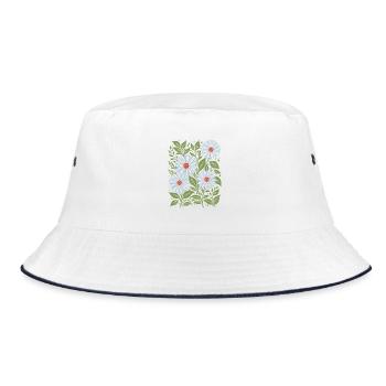 Daisies in Sky Blue Floral - Bucket Hat - white/navy - Front