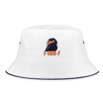 F-CAW-F Krähe Wortspiel Frecher Cartoon Vogel - Bucket Hat - Weiß/Navy - Vorne
