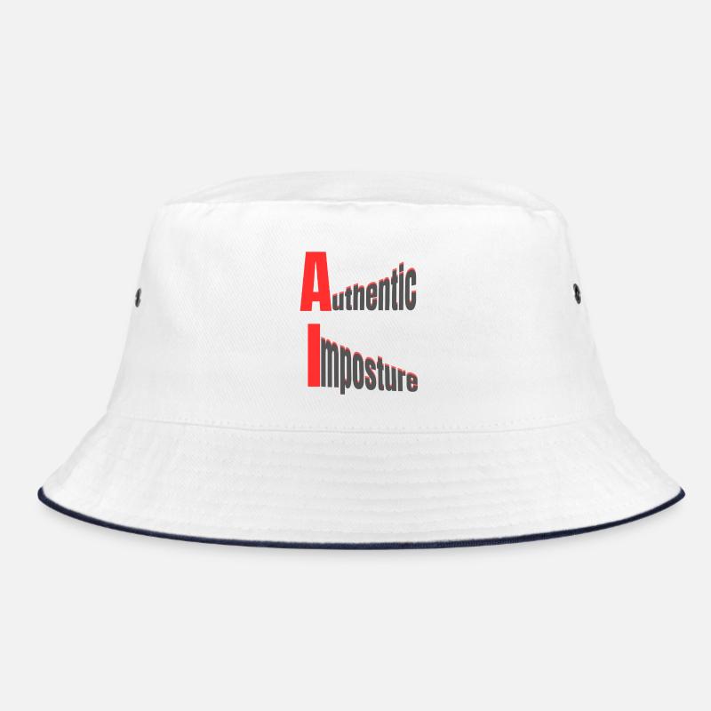 AI – Authentic Imposture – Strong Graphic Design - Bucket Hat - white/navy