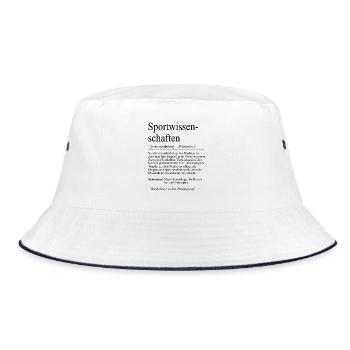 Unispruch "Sportwissenschaften" Geschenk Studenten - Bucket Hat - Weiß/Navy - Vorne