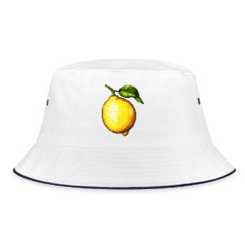 Pixel Lemons Retro Fruit Art - Bucket Hat - white/navy - Front