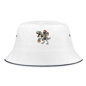 Pirate Riding Skeleton T-Rex Halloween Dinosaur - Bucket Hat - white/navy - Front