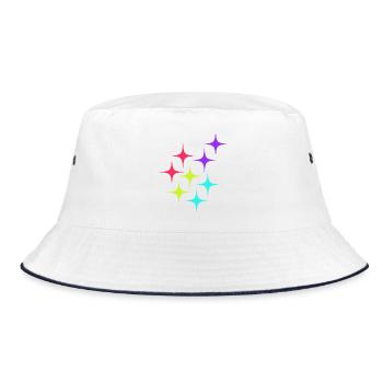 Bunte Sterne sparkle Muster - Bucket Hat - Weiß/Navy - Vorne