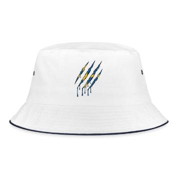 Sweden Flag Claw Grunge Sverige Scratch Trace - Bucket Hat - white/navy - Front